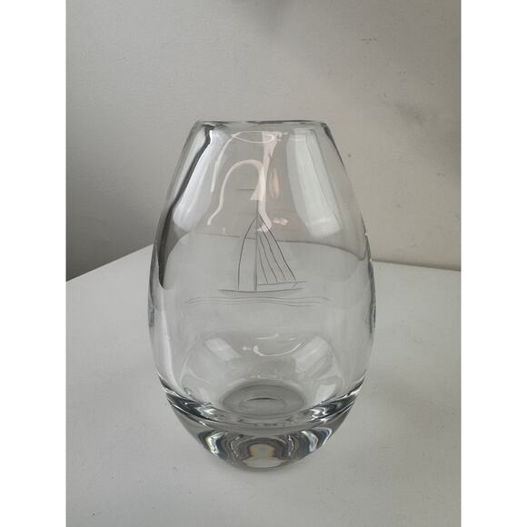 VTG KOSTA BODA Signed Nautical Boat Vase Art Crystal Glass Hand Blown Home RARE - Picture 4 of 5